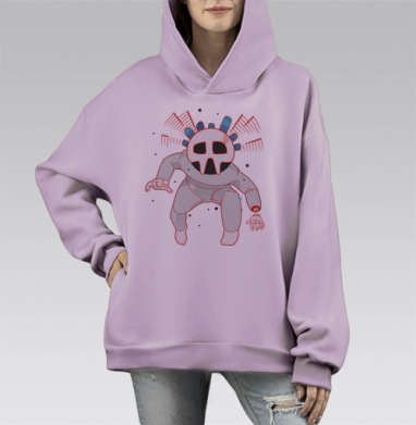 душа моя, Hoodie Mono Fiolet, оверсайз, утепленная