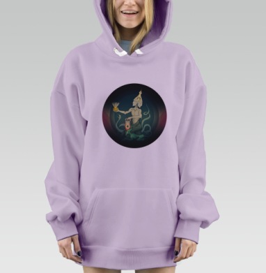 Двуликое мистическое существо с источниками света, Hoodie Mjhigh Dig Mel, Fiolet, утепленная