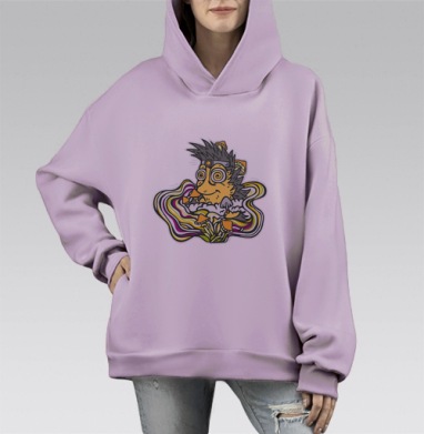 Ежик-грибник, Hoodie Mono Fiolet, оверсайз, утепленная