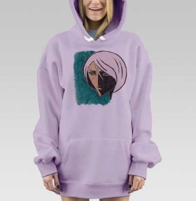 Экспрессионистичный портрет задумчивой женщины, Hoodie Mjhigh Dig Mel, Fiolet, утепленная