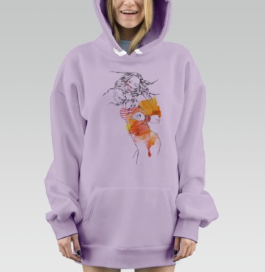 Экстатический танец девушки свободы духа и внутренней свободы, Hoodie Mjhigh Dig Mel, Fiolet, утепленная