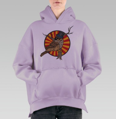 Элегантный воробей, Hoodie Oversize Fiolet, утепленная