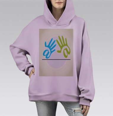 Электронная любовь, Hoodie Mono Fiolet, оверсайз, утепленная