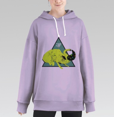elephant / Слон, Hoodie Long Oversize Fiolet