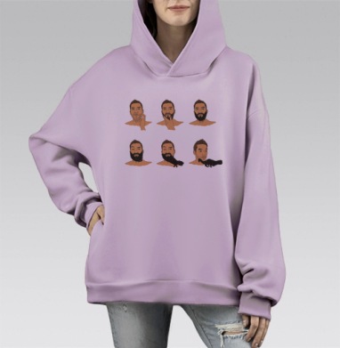 Эволюция бороды, Hoodie Mono Fiolet, оверсайз, утепленная
