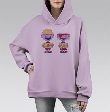 Фиолетовые монстры мальчик девушка Ешь меня Пей меня, Hoodie Mono Fiolet, оверсайз, утепленная