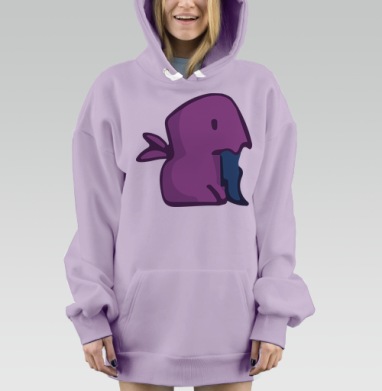 Фиолетовый персонаж с изливающейся синей субстанцией, Hoodie Mjhigh Dig Mel, Fiolet, утепленная