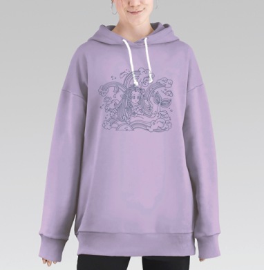 Fish и русалочка., Hoodie Long Oversize Fiolet