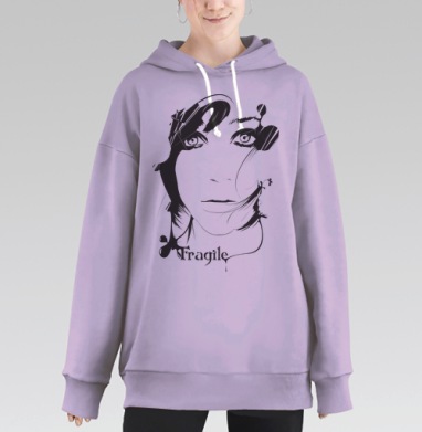 Fragile / Хрупкая, Hoodie Long Oversize Fiolet