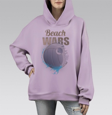 Футболка Beach Wars с волейбольным дизайном, Hoodie Mono Fiolet, оверсайз, утепленная