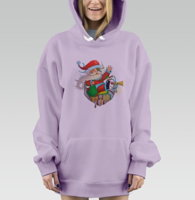 Футуристический Санта с подарками на мотоцикле, Hoodie Mjhigh Dig Mel, Fiolet, утепленная