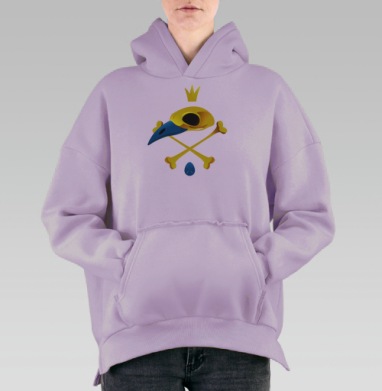 Жёлтый череп с короной на чёрном фоне, Hoodie Oversize Fiolet, утепленная
