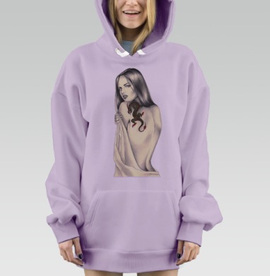 Женская художественная рубашка с тату-драконом, Hoodie Mjhigh Dig Mel, Fiolet, утепленная