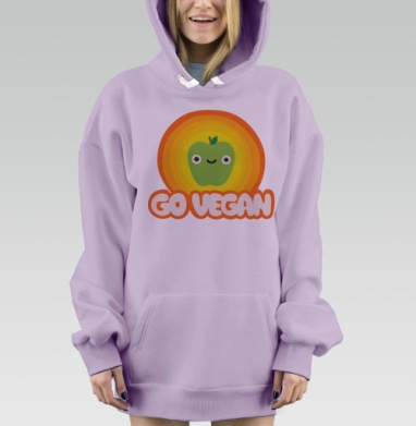 GO VEGAN! / Стань веганом!, Hoodie Mjhigh Dig Mel, Fiolet, утепленная