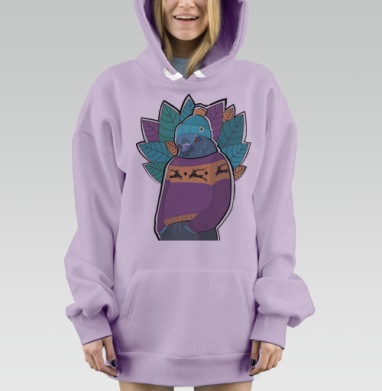 Голубь-модник в зимней одежде – стиль и юмор, Hoodie Mjhigh Dig Mel, Fiolet, утепленная