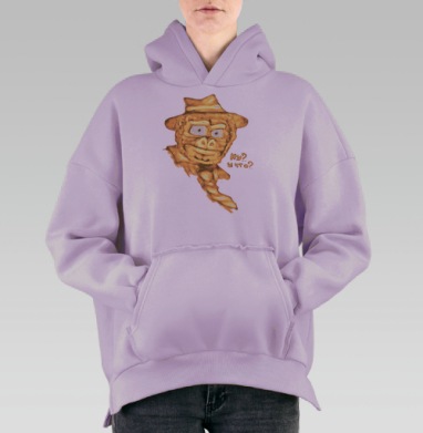 Горилла с шляпой и галстуком – дерзкий взгляд, Hoodie Oversize Fiolet, утепленная