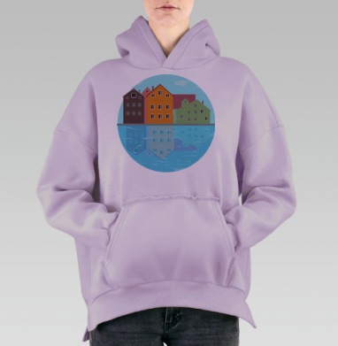 Город у реки, Hoodie Oversize Fiolet, утепленная