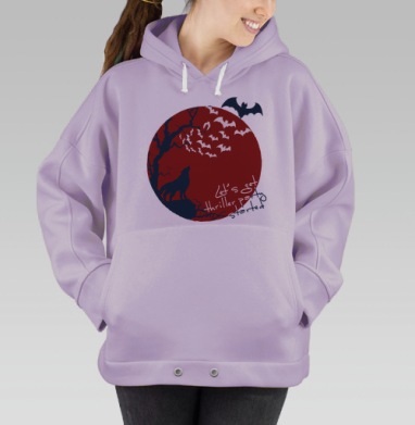 Готический принт с воющим волком и кровавой луной, Hoodie Oversize Fiolet