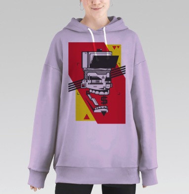 Графический паттерн в стиле ацтек с деньгами, Hoodie Long Oversize Fiolet