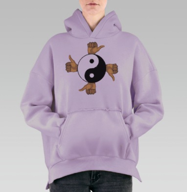 Графика Инь-Ян с руками: баланс мнений, Hoodie Oversize Fiolet, утепленная