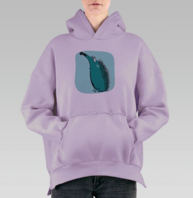 Грустный Ёж, Hoodie Oversize Fiolet, утепленная