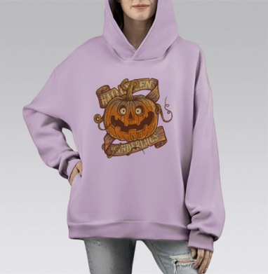 Halloween, banderlogs! / Хэллоуин, бандерлоги!, Hoodie Mono Fiolet, оверсайз, утепленная