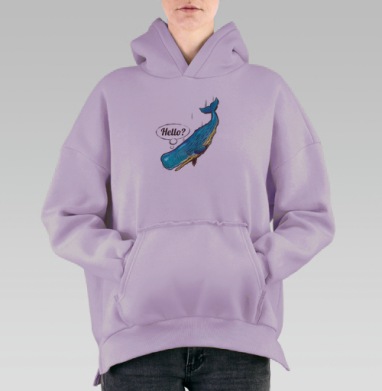Hello / Привет, Hoodie Oversize Fiolet, утепленная