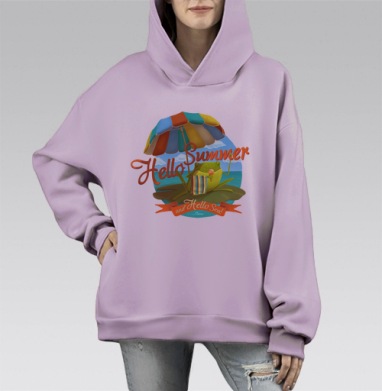 Hello Summer & Hello Sea! / Привет, Лето и Привет, Море!, Hoodie Mono Fiolet, оверсайз, утепленная