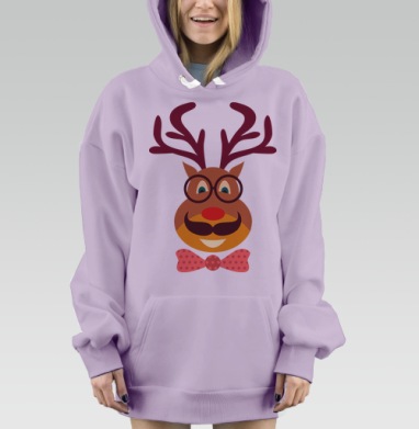 Hipster Deer / Олень-хипстер, Hoodie Mjhigh Dig Mel, Fiolet, утепленная