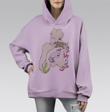 In vino / В вине, Hoodie Mono Fiolet, оверсайз, утепленная