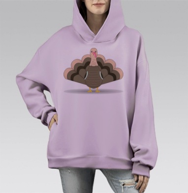 Индейка, Hoodie Mono Fiolet, оверсайз, утепленная