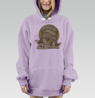 Ироничные херувимы с тату и лозунгом, Hoodie Mjhigh Dig Mel, Fiolet, утепленная