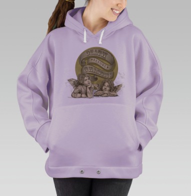 Ироничные херувимы с тату и лозунгом, Hoodie Oversize Fiolet