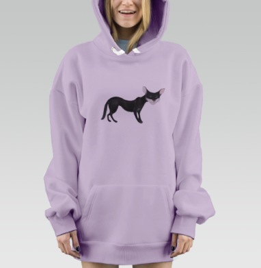 Istambul cat / Стамбульский кот, Hoodie Mjhigh Dig Mel, Fiolet, утепленная