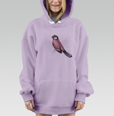 Изящная иллюстрация серебрянобокой амадины, Hoodie Mjhigh Dig Mel, Fiolet, утепленная