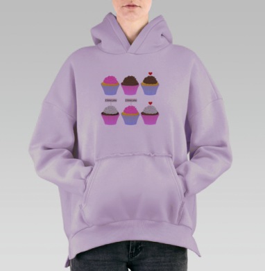Капкейки, Hoodie Oversize Fiolet, утепленная