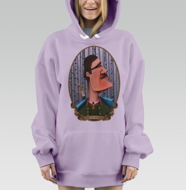 Карикатурный портрет офицера PETROVICH в военной форме, Hoodie Mjhigh Dig Mel, Fiolet, утепленная