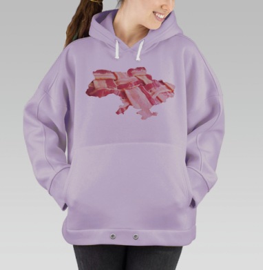 Карта Украины из ломтиков бекона – яркий коллаж, Hoodie Oversize Fiolet