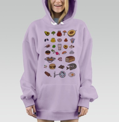 Каталогизация продуктов питания и предметов сервировки на сетке, Hoodie Mjhigh Dig Mel, Fiolet, утепленная