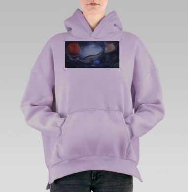 Кит в космосе, Hoodie Oversize Fiolet, утепленная