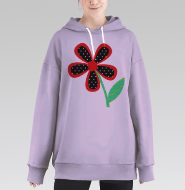 коллажный цветок, Hoodie Long Oversize Fiolet