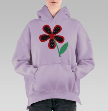 коллажный цветок, Hoodie Oversize Fiolet, утепленная