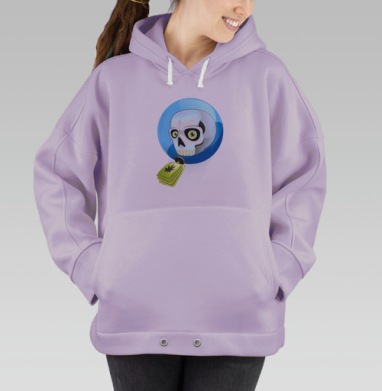 Космический череп с зелёным брелоком, Hoodie Oversize Fiolet