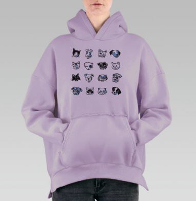 Коты и собаки, Hoodie Oversize Fiolet, утепленная