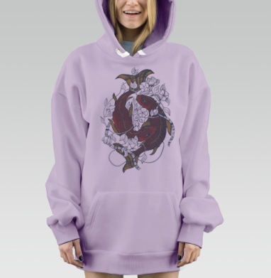 Красные карпы, Hoodie Mjhigh Dig Mel, Fiolet, утепленная