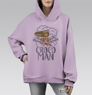 Крокодил, Hoodie Mono Fiolet, оверсайз, утепленная