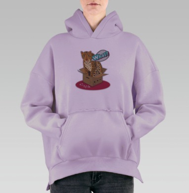 Леопард в коробке – забавный арт с дикой природой, Hoodie Oversize Fiolet, утепленная