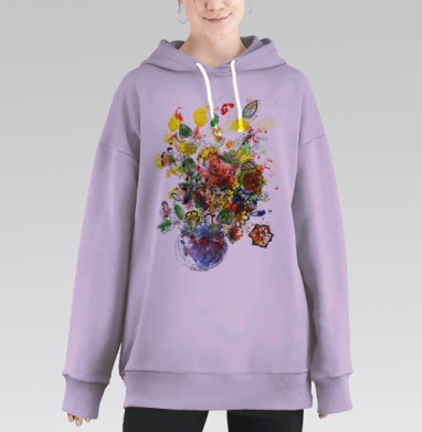 Летний букет, Hoodie Long Oversize Fiolet