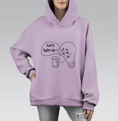 Lets light up ! / Зажжём!, Hoodie Mono Fiolet, оверсайз, утепленная