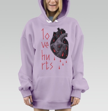 Love hurts! / Любовь ранит!, Hoodie Mjhigh Dig Mel, Fiolet, утепленная